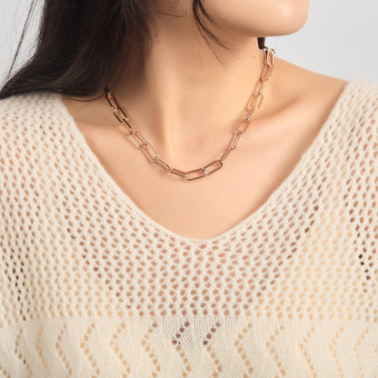 Rose Gold Plated Paperclip Necklace