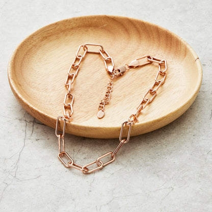 Rose Gold Plated Paperclip Necklace