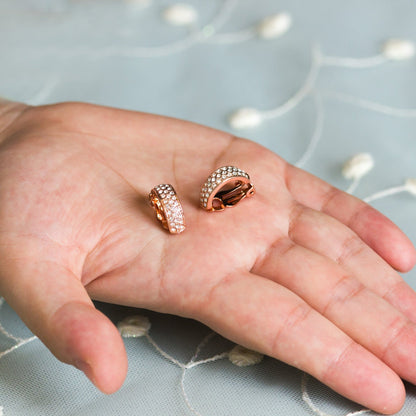 Rose Gold Plated Pave Clip On Earrings Created with Zircondia® Crystals
