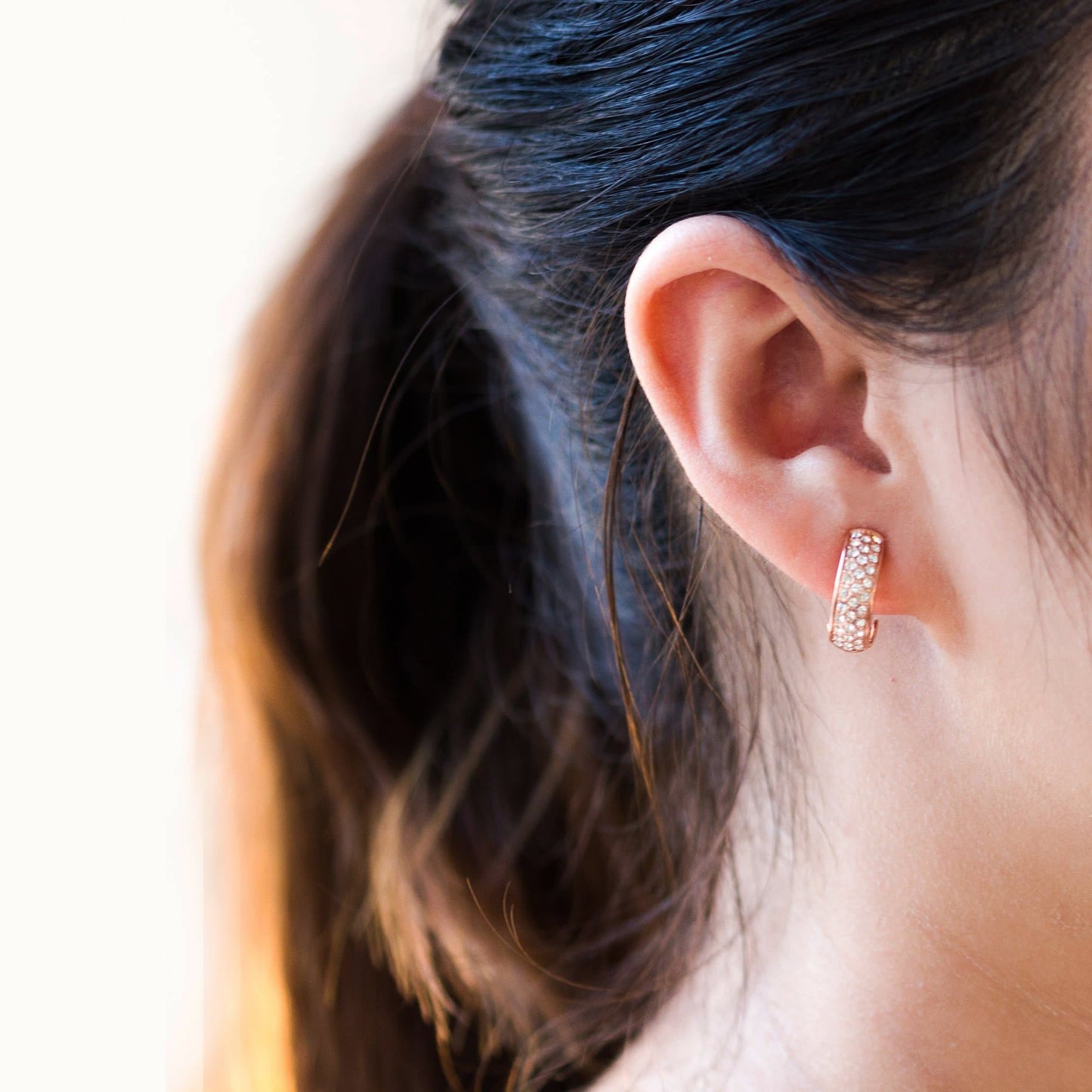 Rose Gold Plated Pave Clip On Earrings Created with Zircondia® Crystals