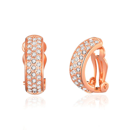Rose Gold Plated Pave Clip On Earrings Created with Zircondia® Crystals
