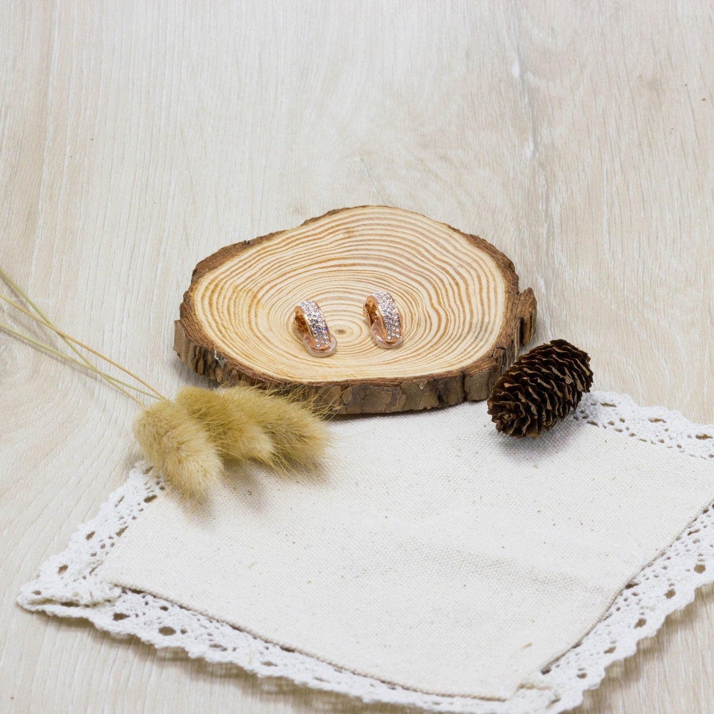 Rose Gold Plated Pave Clip On Earrings Created with Zircondia® Crystals