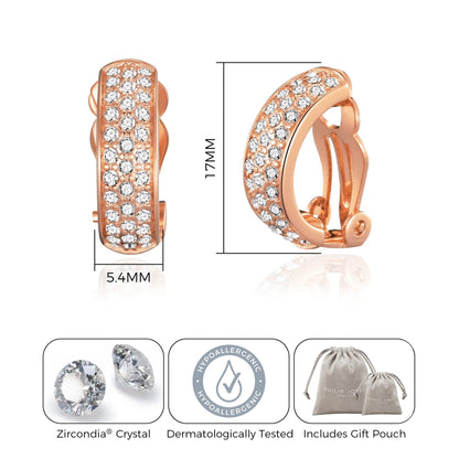 Rose Gold Plated Pave Clip On Earrings Created with Zircondia® Crystals