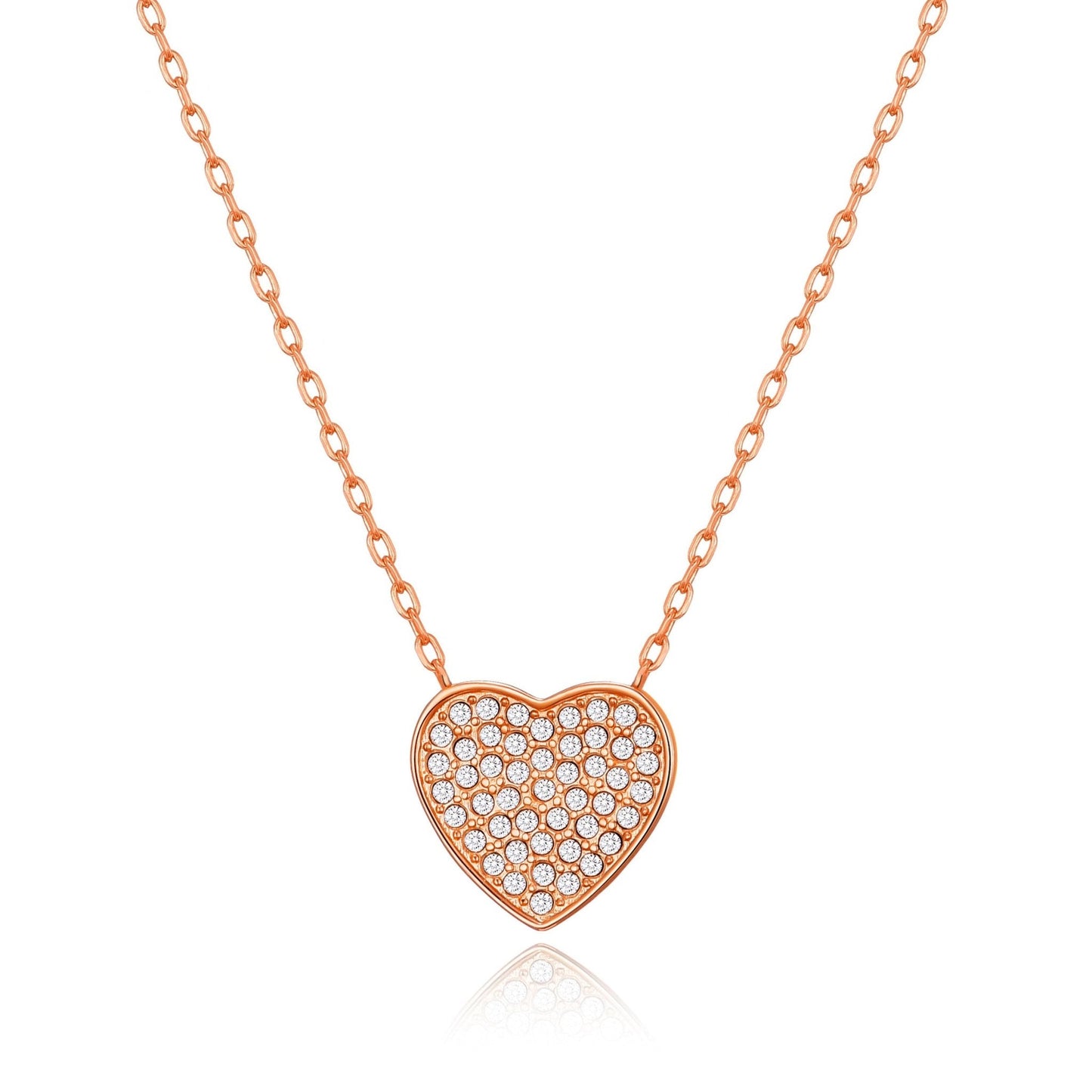 Rose Gold Plated Pave Heart Necklace Created with Zircondia® Crystals