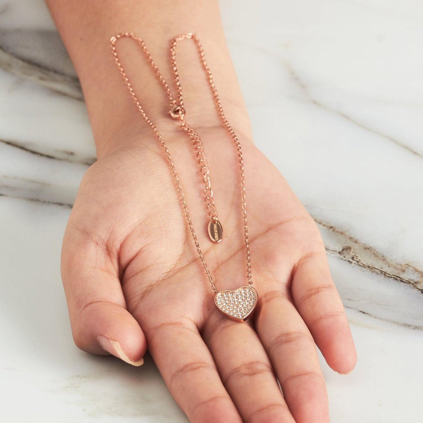 Rose Gold Plated Pave Heart Necklace Created with Zircondia® Crystals