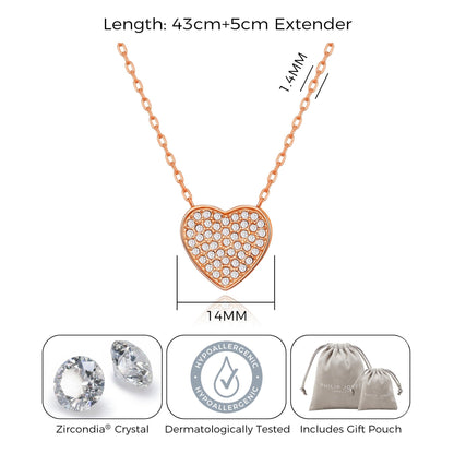 Rose Gold Plated Pave Heart Necklace Created with Zircondia® Crystals