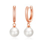 Rose Gold Plated Pearl Drop Hoop Earrings
