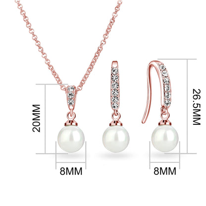Rose Gold Plated Pearl Drop Set Created with Zircondia® Crystals