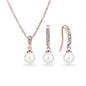 Rose Gold Plated Pearl Drop Set Created with Zircondia® Crystals