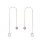 Rose Gold Plated Pearl Thread Earrings Created with Zircondia® Crystals