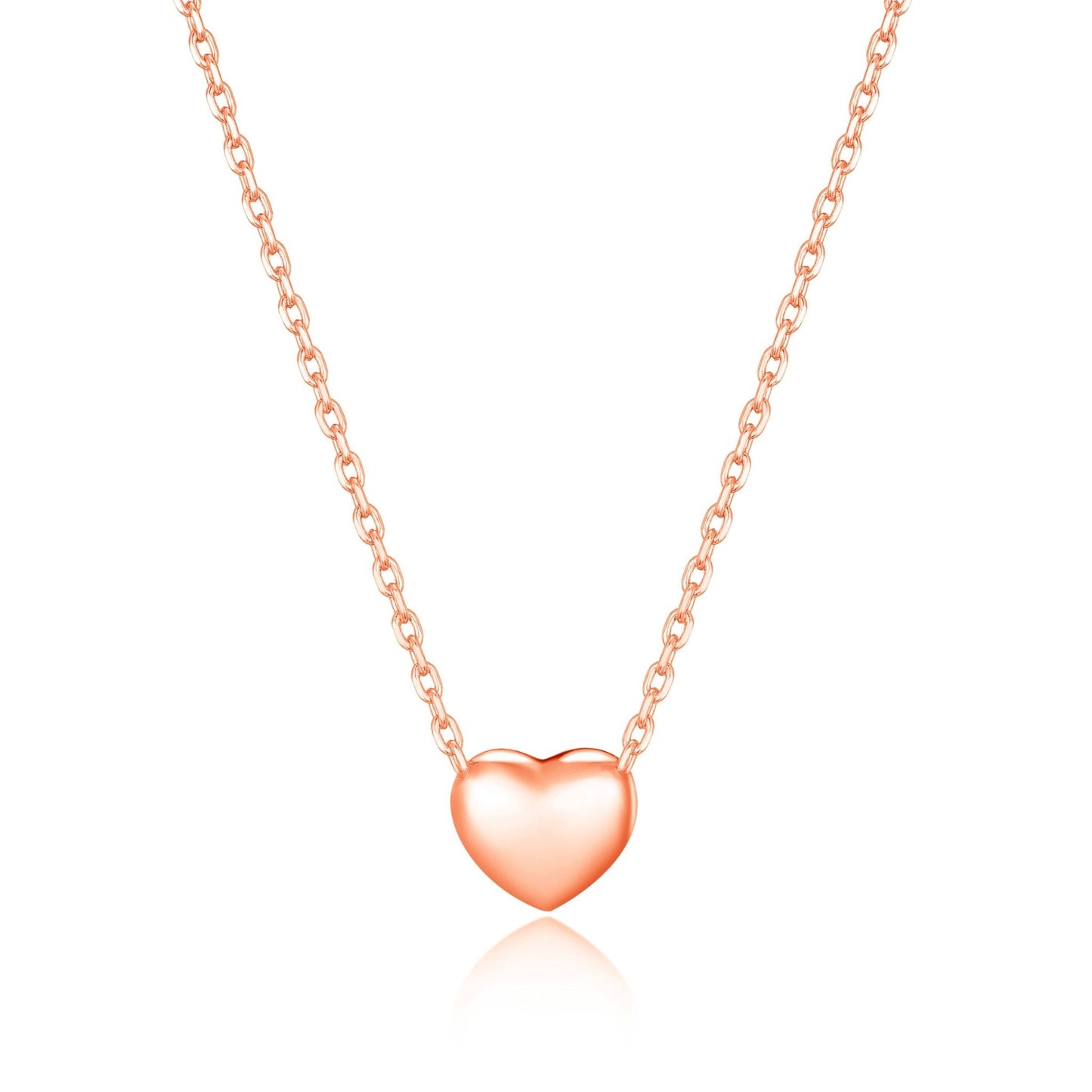 Rose Gold Plated Puffed Heart Necklace