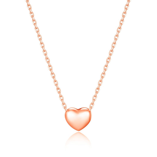 Rose Gold Plated Puffed Heart Necklace