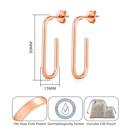 Rose Gold Plated Rectangle Hoop Earrings