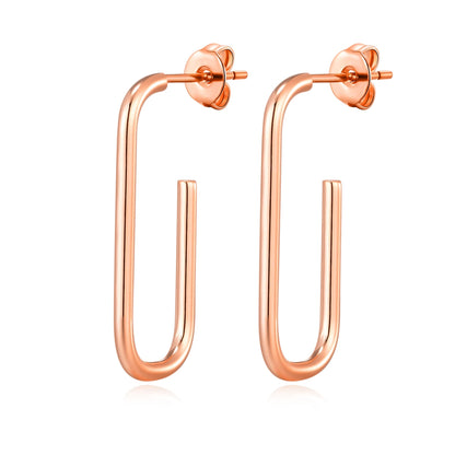 Rose Gold Plated Rectangle Hoop Earrings