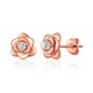 Rose Gold Plated Rose Earrings Created with Zircondia® Crystals