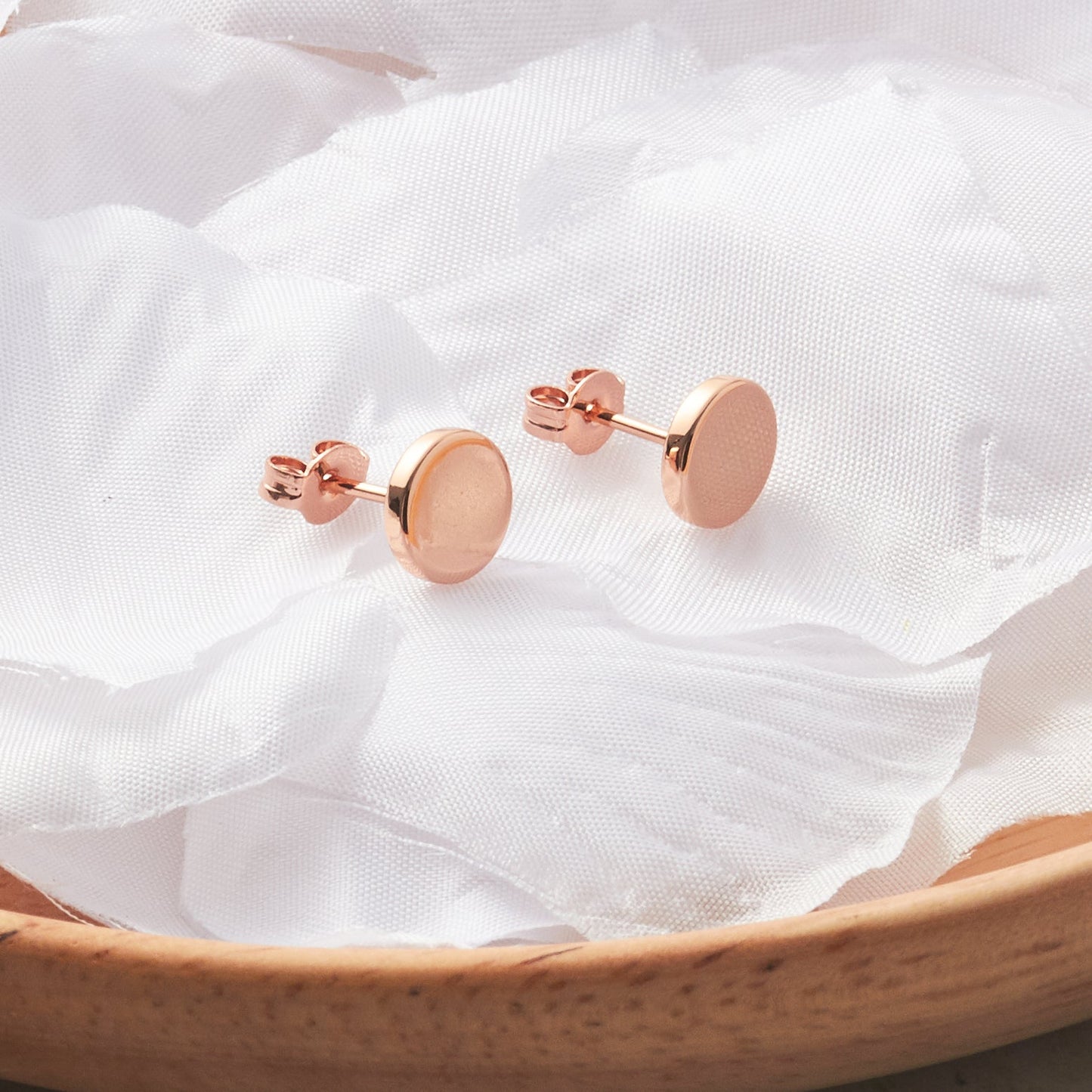 Rose Gold Plated Round Dot Stud Earrings