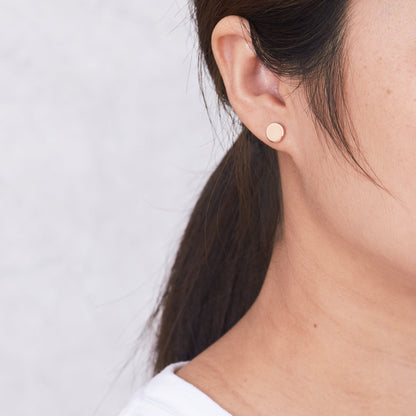 Rose Gold Plated Round Dot Stud Earrings