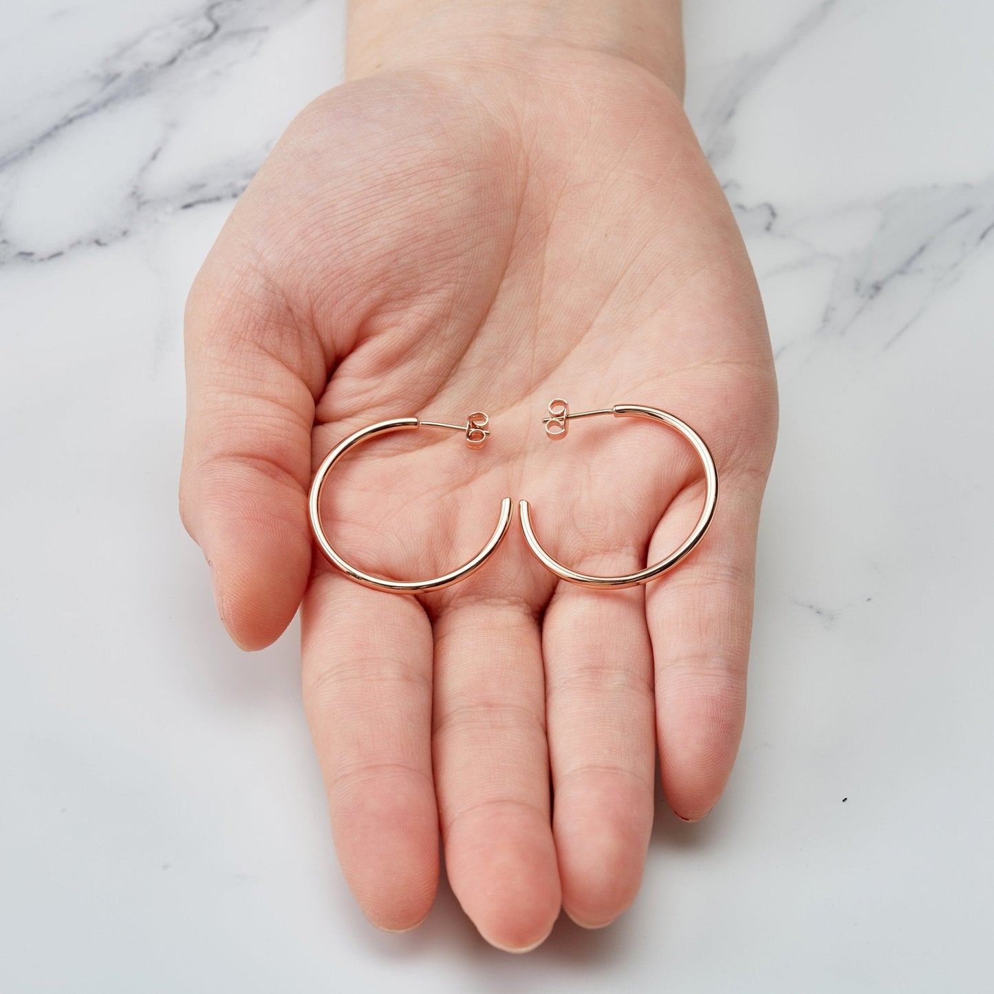 Rose Gold Plated Round Hoop Earrings