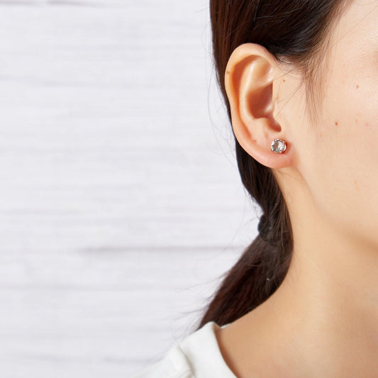 Rose Gold Plated Round Magnetic Clip On Stud Earrings Created with Zircondia® Crystals