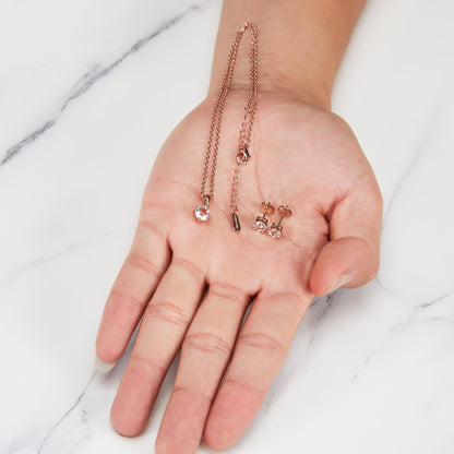 Rose Gold Plated Round Solitaire Set Created with Zircondia® Crystals