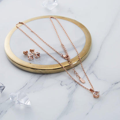 Rose Gold Plated Round Solitaire Set Created with Zircondia® Crystals