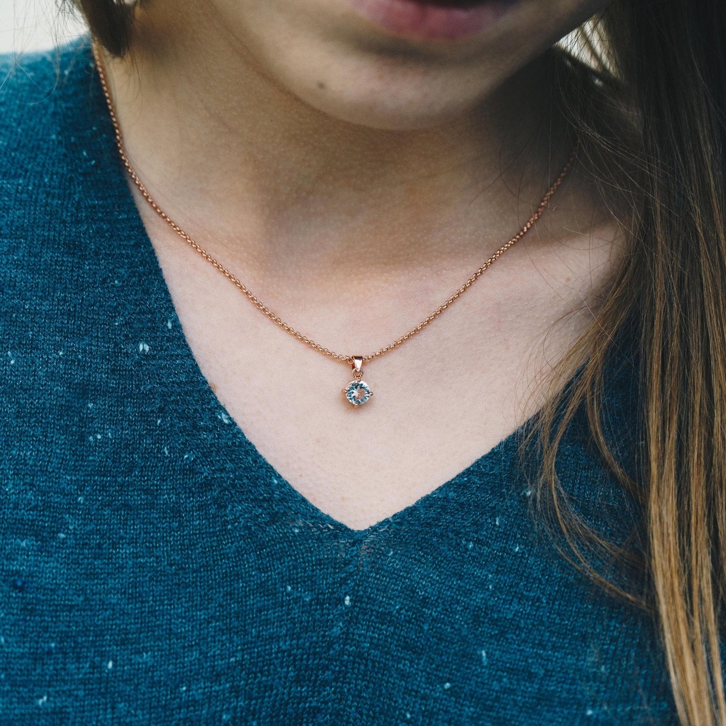 Rose Gold Plated Round Solitaire Set Created with Zircondia® Crystals