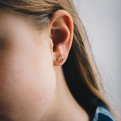 Rose Gold Plated Round Solitaire Set Created with Zircondia® Crystals