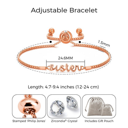Rose Gold Plated Sister Bracelet Created with Zircondia® Crystals