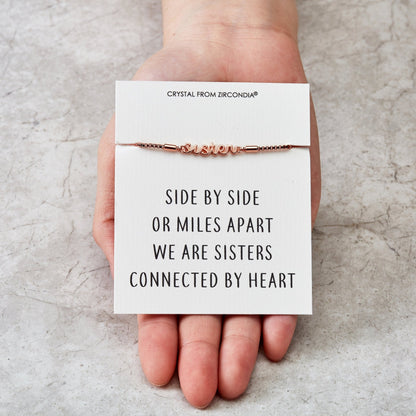 Rose Gold Plated Sister Bracelet with Quote Card Created with Zircondia® Crystals