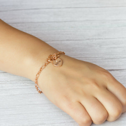 Rose Gold Plated Sister Charm Bracelet Created with Zircondia® Crystals