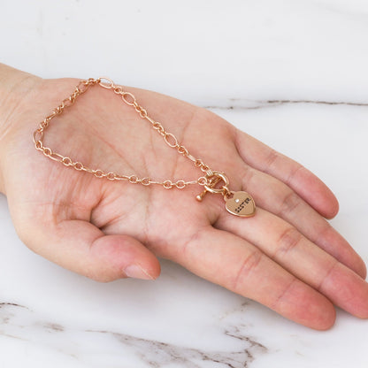 Rose Gold Plated Sister Charm Bracelet Created with Zircondia® Crystals