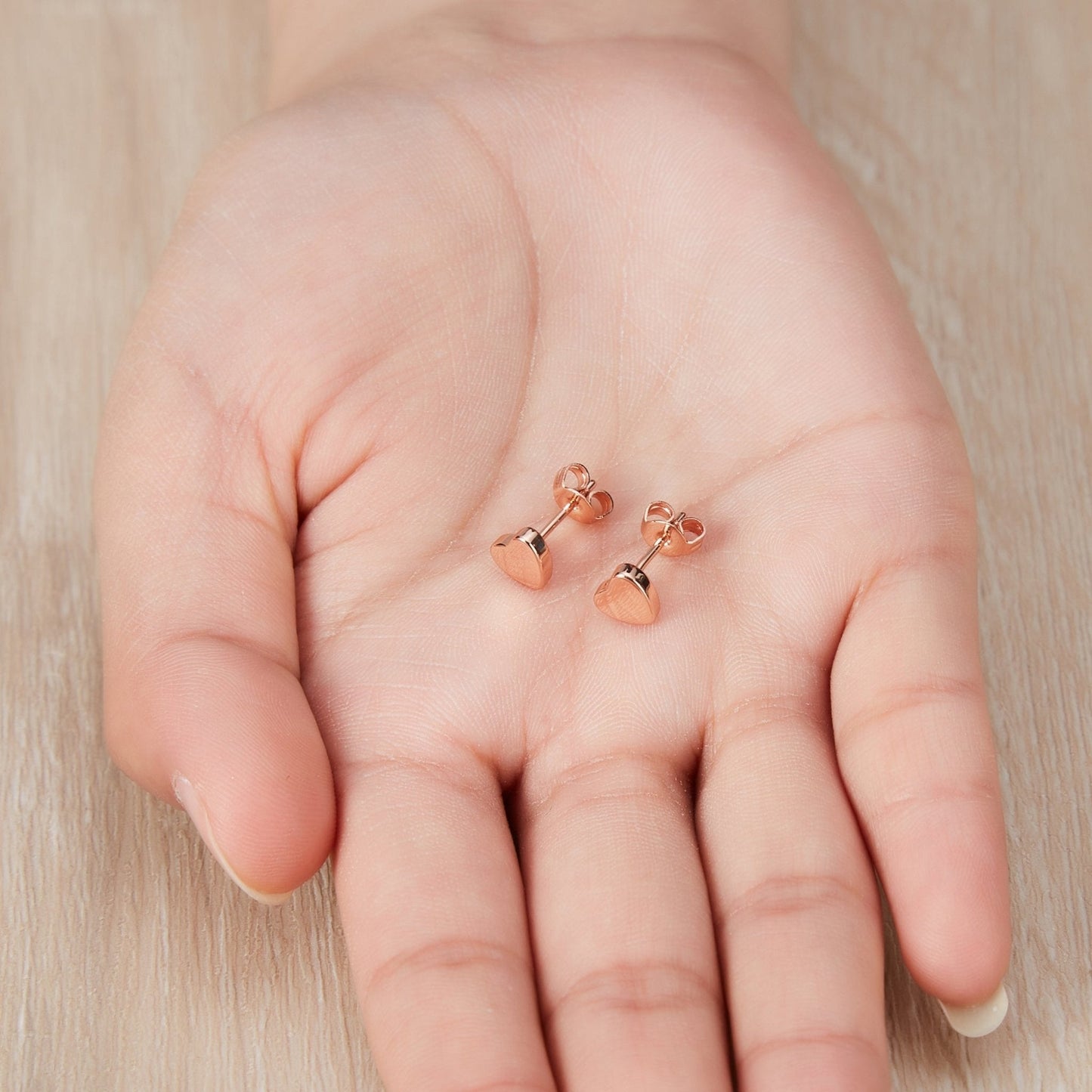 Rose Gold Plated Heart Stud Earrings with Quote Card