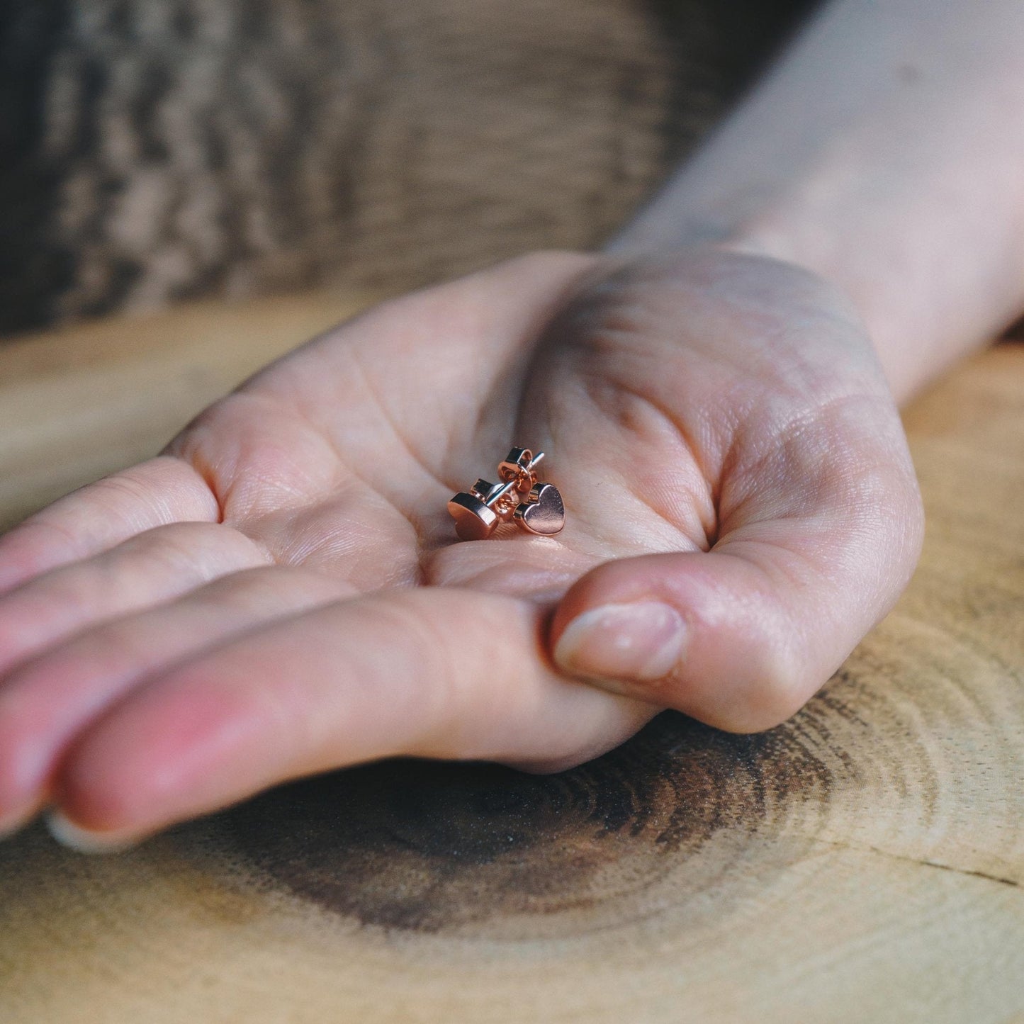 Rose Gold Plated Sister Heart Stud Earrings with Quote Card
