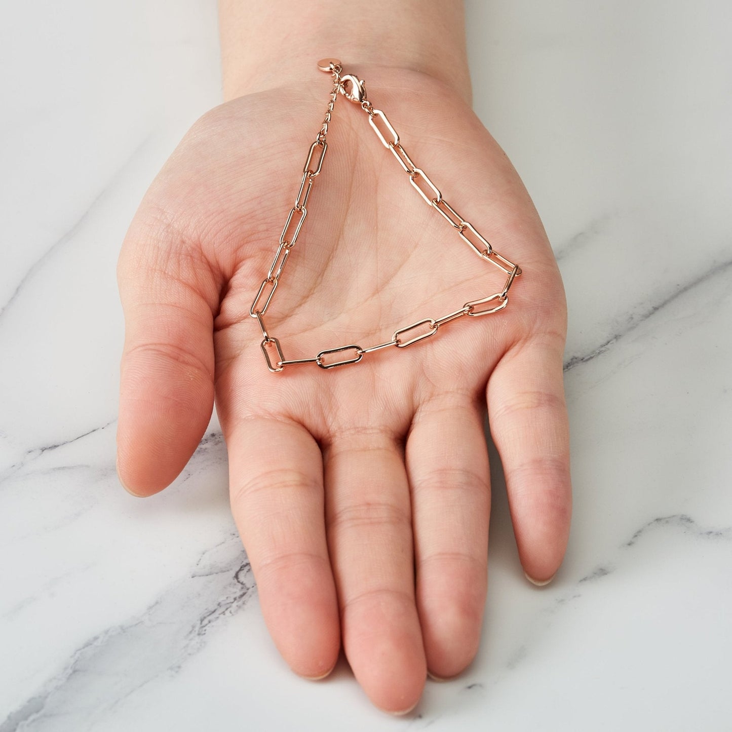 Rose Gold Plated Small Link Paperclip Bracelet