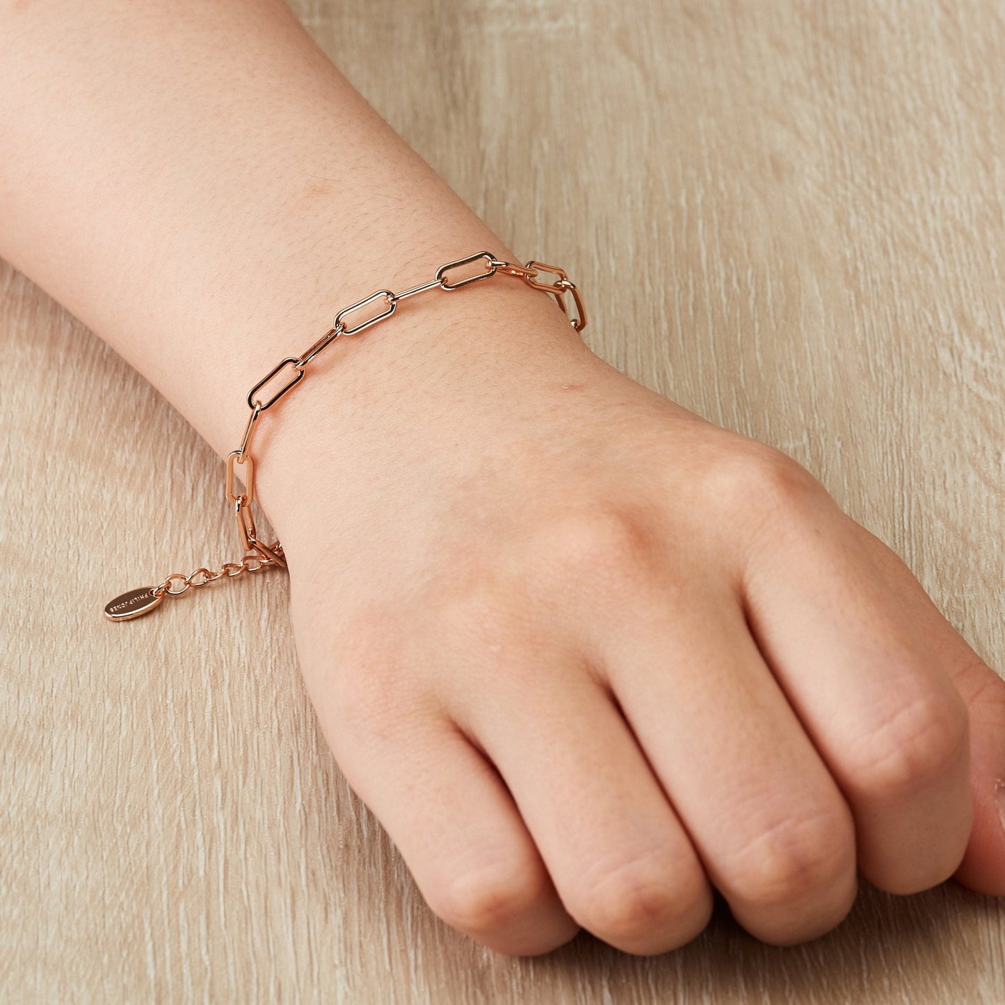 Rose Gold Plated Small Link Paperclip Bracelet