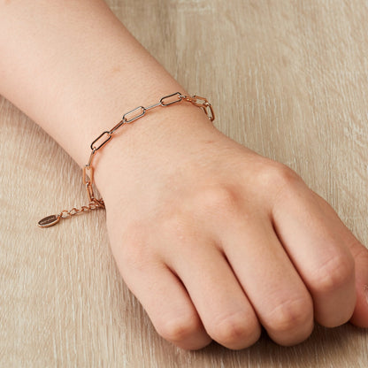Rose Gold Plated Small Link Paperclip Bracelet