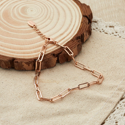 Rose Gold Plated Small Link Paperclip Bracelet