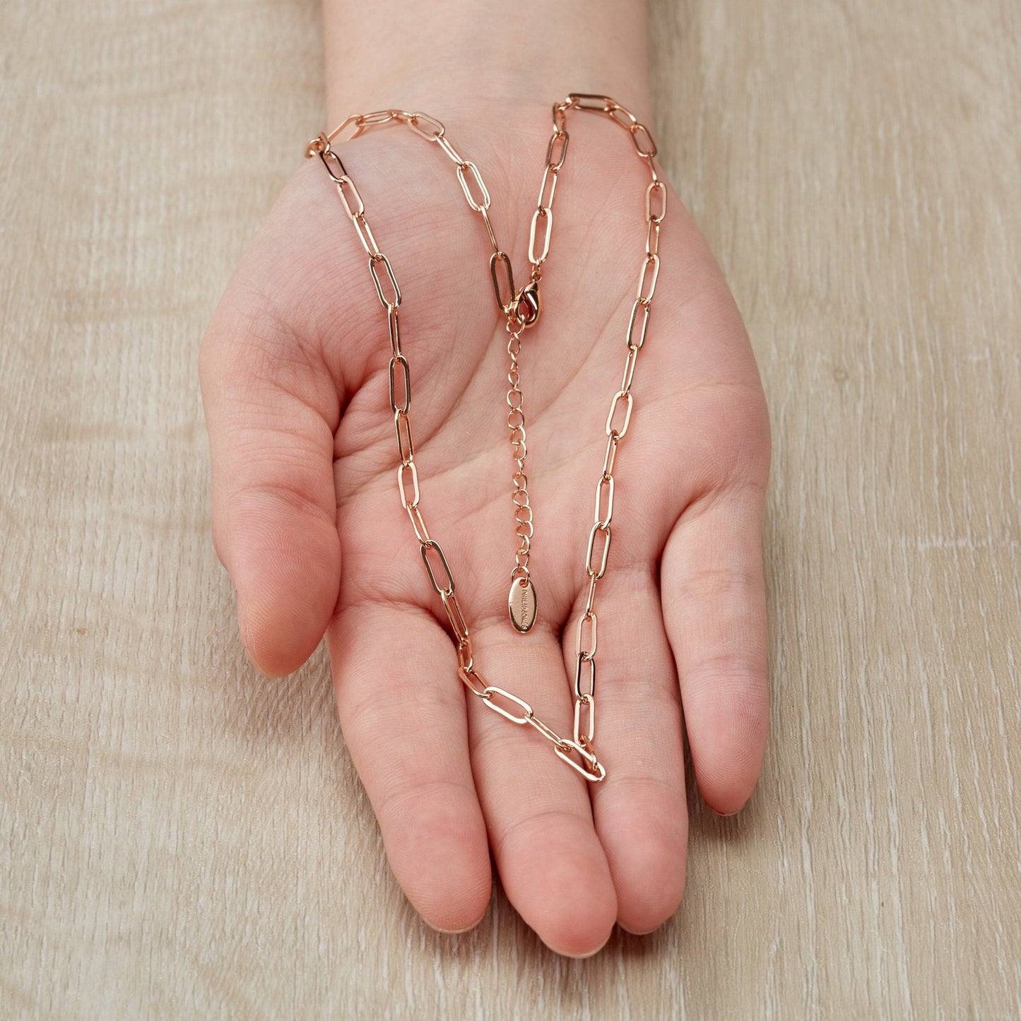 Rose Gold Plated Small Link Paperclip Necklace