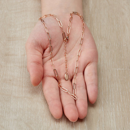 Rose Gold Plated Small Link Paperclip Necklace