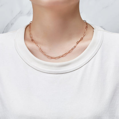 Rose Gold Plated Small Link Paperclip Necklace
