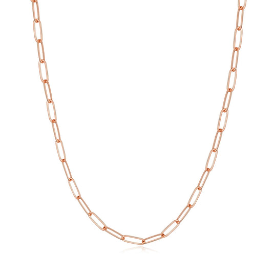 Rose Gold Plated Small Link Paperclip Necklace