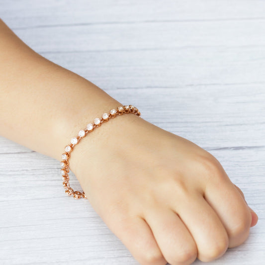 Rose Gold Plated Solitaire Bracelet Created with Zircondia® Crystals