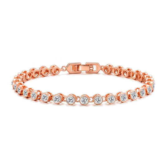 Rose Gold Plated Solitaire Bracelet Created with Zircondia® Crystals
