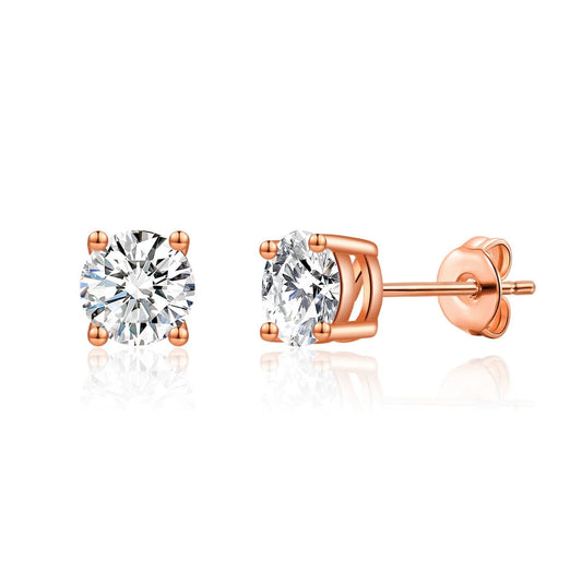 Rose Gold Plated Solitaire Crystal Stud Earrings Created with Zircondia® Crystals