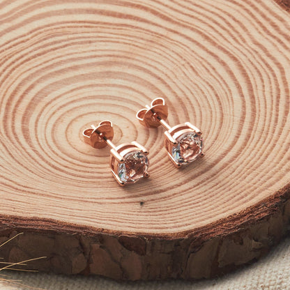 Rose Gold Plated Solitaire Crystal Stud Earrings Created with Zircondia® Crystals