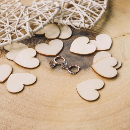 Rose Gold Plated Solitaire Drop Hoop Earrings Created with Zircondia® Crystals