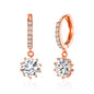 Rose Gold Plated Solitaire Drop Hoop Earrings Created with Zircondia® Crystals