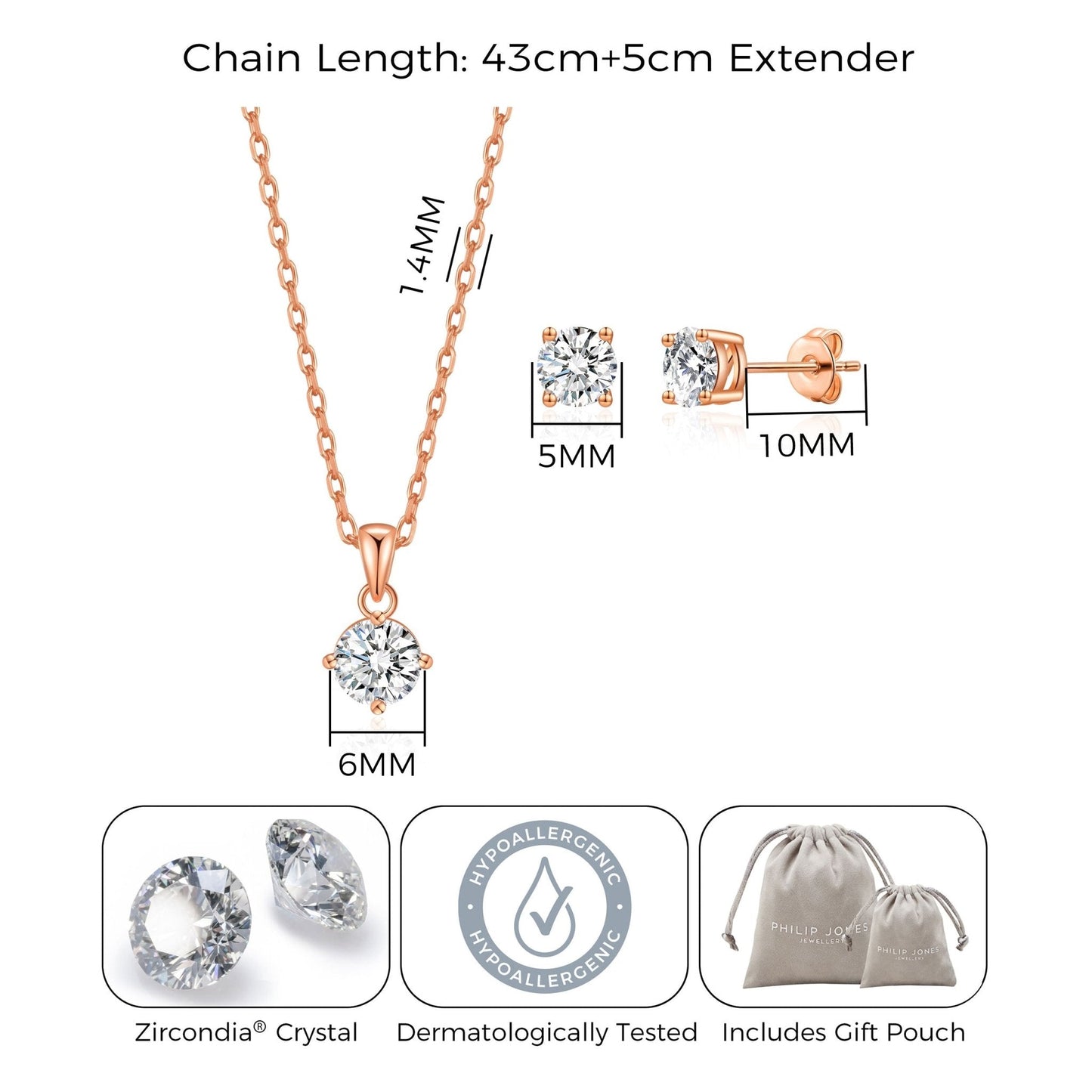 Rose Gold Plated Infinity Friendship Slider Set Created with Zircondia® Crystals