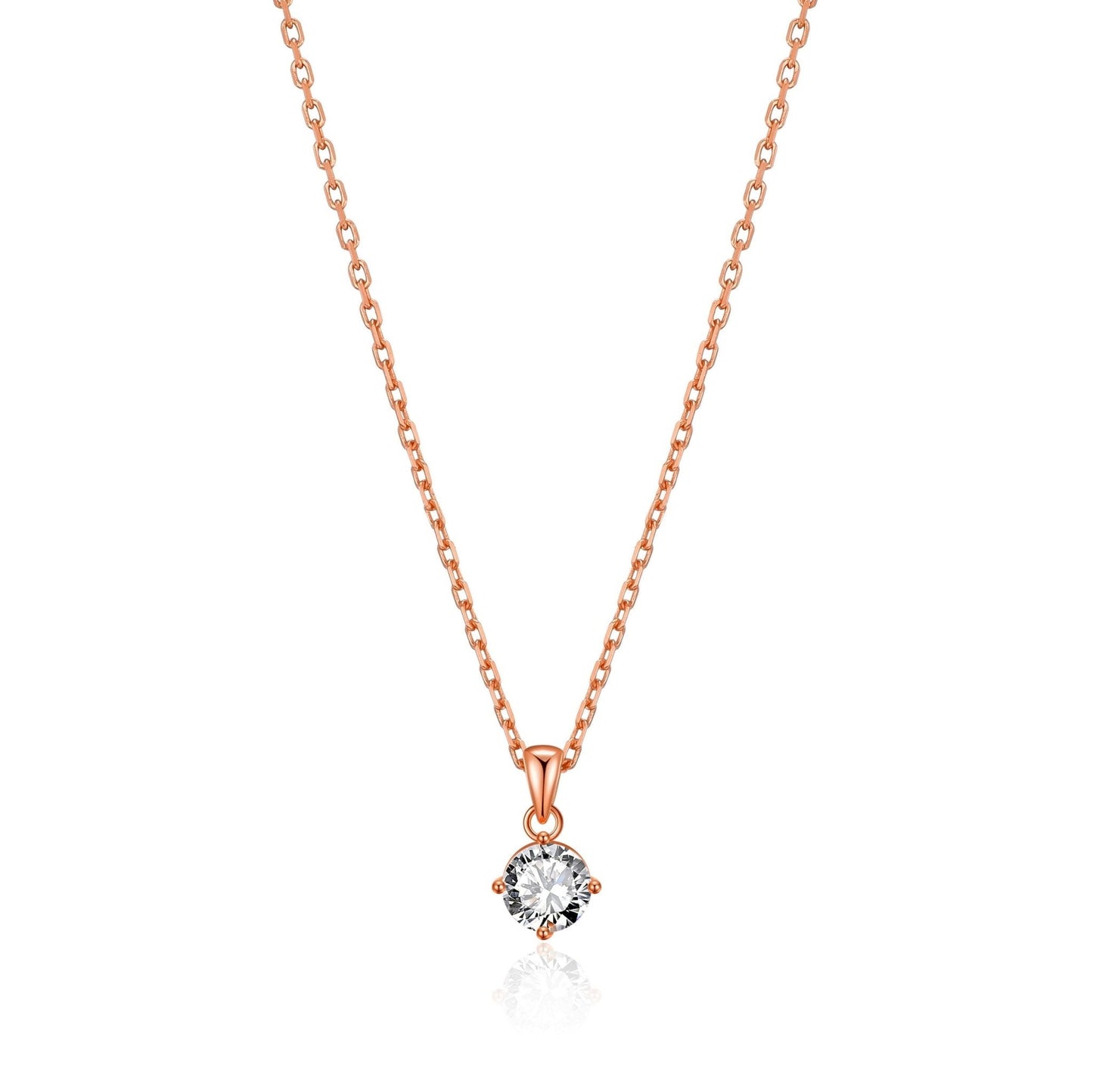 Rose Gold Plated Solitaire Necklace Created with Zircondia® Crystals