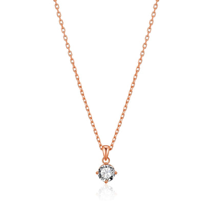 Rose Gold Plated Solitaire Necklace Created with Zircondia® Crystals